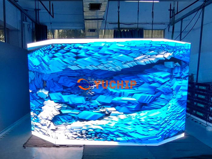 Stadium LED Display Romania-YUCHIP’s Custom 8-Sided Screen